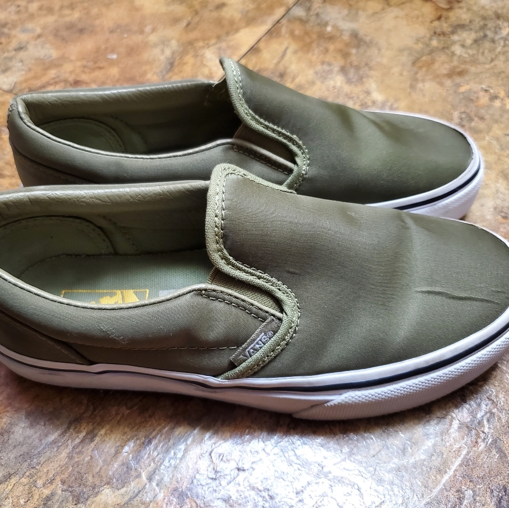 Satin Olive Green Vans